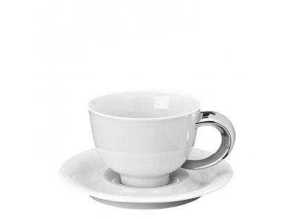 Šálek s podšálkem 0,30l čaj/cappuccino Kelt bílá s platinou