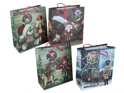Dárková papírová taška vánoční - 21 x 18 x 8,5 cm