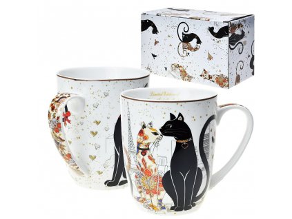 Porcelánové hrnky Cats in Paris v dárkové krabičce, sada 2 ks - 400 ml