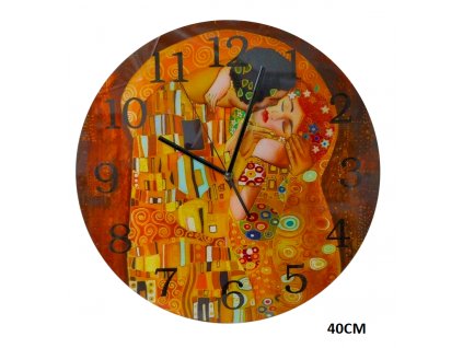 Nástěnné hodiny G. Klimt, Polibek - Ø 40 cm