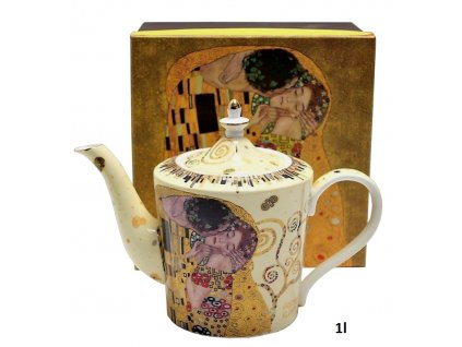 Porcelánová konvice v dárkové krabičce G. Klimt, Polibek - 1 litr