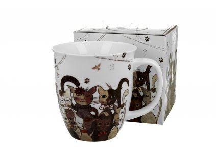 DG - Porcelánový hrnek CATS FAMILY - kočičí rodina v dárkové krabičce - 650 ml