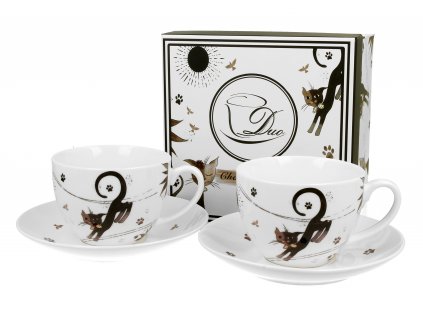 DG - Porcelánové šálky s podšálkem CHARMING CATS v dárkové krabičce 2 ks - 280 ml