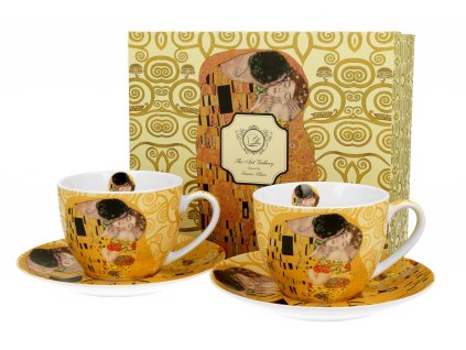 DG - Porcelánové šálky s podšálky THE KISS ECRU od Gustava Klimta - 2*250 ml