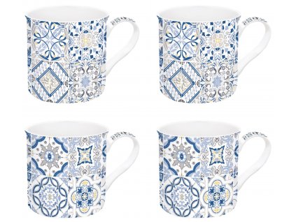 Easy Life - Porcelánové hrnky Casa Decor Blue v dárkové krabičce 4 ks - 300 ml