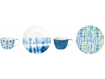 Easy Life - Porcelánové šálky a podšálky na espresso Shibori v dárkové krabičce 2 ks - 100 ml