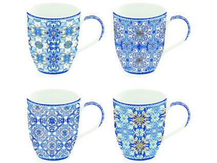 Easy Life - Porcelánové hrnky Maiolica Blue v dárkové mbalení 4 ks - 350 ml