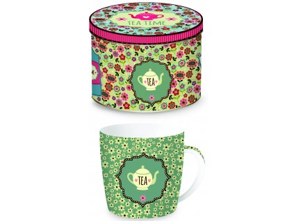 Easy Life - Porcelánový hrnek Teatime Green v plechové dóze - 350 ml