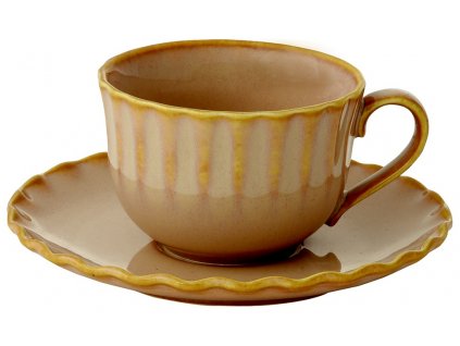 Easy Life - Porcelánový šálek a podšálek Onde Sand na kávu, espresso - 110 ml