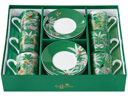 Easy Life - Porcelánové šálky a podšálky na kávu Exotic Heaven v dárkovém balení 6 ks - 100 ml