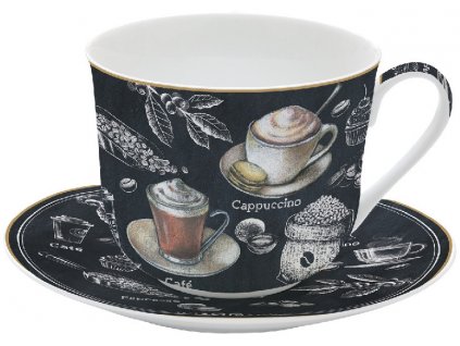 Easy Life - Porcelánový hrnek s podšálkem Barista v dárkové krabičce - 400 ml