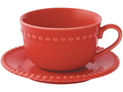 Easy Life - Porcelánový šálek a podšálek Tiffany Red na kávu, espresso - 110 ml