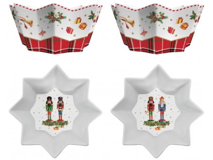 Easy Life - Porcelánové misky Vintage Nutcracker v dárkové krabičce - 14×14 cm