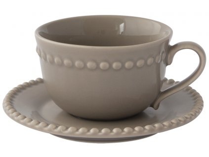 Easy Life - Porcelánový šálek a podšálek Tiffany Dark Grey na kávu, espresso - 110 ml