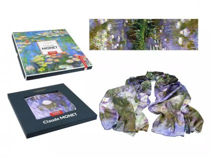 Carmani - Šátek C. Monet, Vodní lilie II v dárkovém balení - 45*180 cm cm