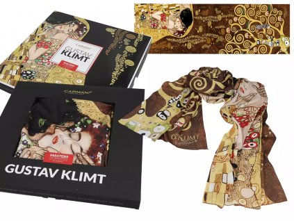 Carmani - Šátek G. Klimt, The Kiss v dárkovém balení - 45*180 cm