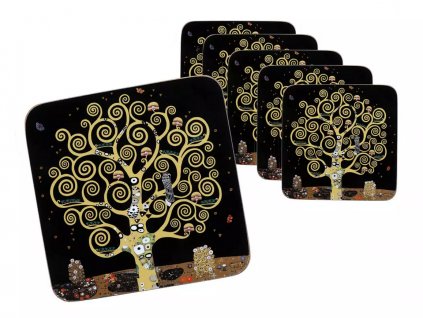 Carmani - Korkové prostírání pod skleničky G. Klimt, The Tree of Life 6 ks - 10,5*10,5*0,4 cm