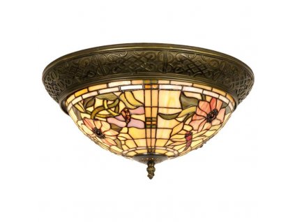 Stropní lampa Tiffany FLOWER FIELD Clayre & Eef 5LL-5350 - Ø 38*19 cm E14/max 2*40W