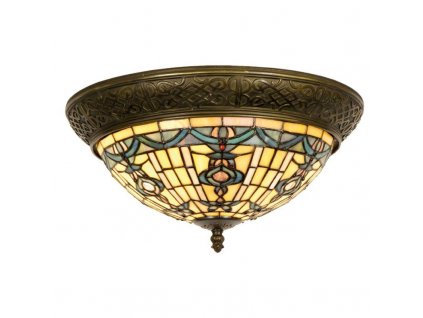 Stropní lampa Tiffany TRIANGLE Clayre & Eef 5LL-5351 - Ø 38*19 cm E14/max 2*40W