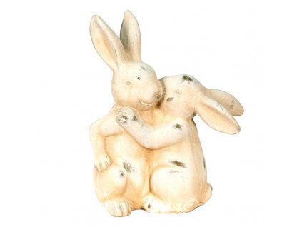 Keramická figurka dvou zamilovaných zajíčků Clayre & Eef 6CE1485 - 20*10*25 cm