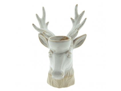 Porcelánový svícen na čajovou svíčku REINDEER Clayre & Eef 6CE1495 - 15*12*21 cm