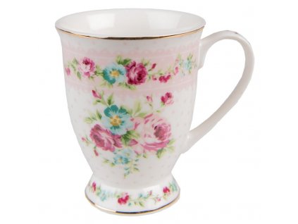 Porcelánový hrníček PINK ELEGANCE Clayre & Eef 6CEMU0127 - Ø 9*10 cm / 296 ml