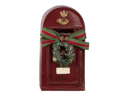 Dekorativní poštovní schránka s vánočním věnečkem Clayre & Eef 6PR4748 - 8*6*15 cm