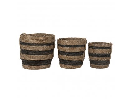 Sada tří košíků z mořské trávy Clayre & Eef 6RO0549 - Ø 33*33 / Ø 28*30 / Ø 24*26 cm