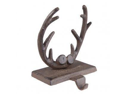 Kovový háček na vánoční punčochu ANTLERS Clayre & Eef 6Y5300 - 13x12x18 cm