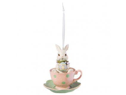 Dekorativní figurka králíčka v hrníčku Clayre & Eef 6PR2175 - 9*9*11 cm