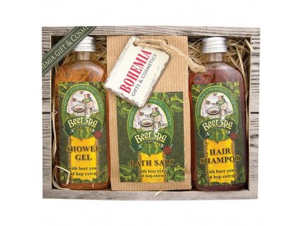 Bohemia Gifts Beer Spa pivní kosmetická sada – gel 100 ml, sůl 150 g a šampon 100 ml