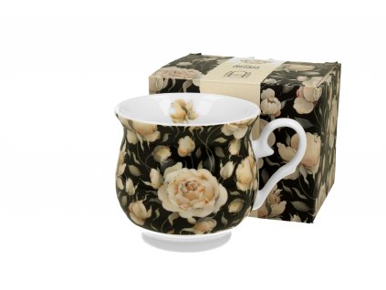 DG - Porcelánový retro hrnek ENGLISH ROSES BLACK v dárkové krabičce - 500 ml