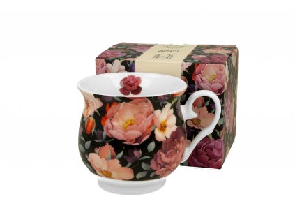 DG - Porcelánový retro hrnek SPRING ROSES BLACK v dárkové krabičce - 500 ml