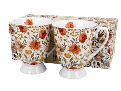 DG - Porcelánové hrnky na stopce SUMMER FLOWERS v dárkové krabičce 2 ks - 300 ml