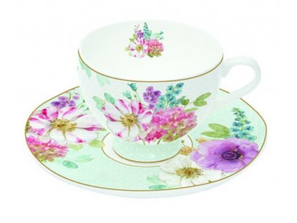 Easy Life - Porcelánový šálek s podšálkem na espresso Cottage Flower - 75 ml
