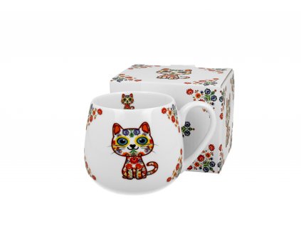 DG - Porcelánový hrnek barylka Kočky ETNO v dárkové krabičce - 430 ml