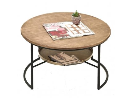 Konferenční stolek dřevo a kov Clayre & Eef 50676 Ø 81*52 cm
