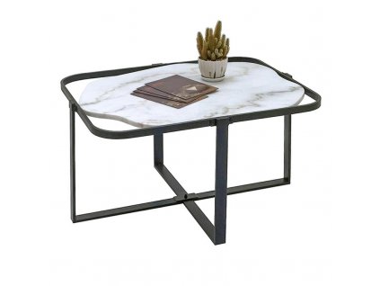 Konferenční stolek s mramorovou deskou Clayre & Eef 50681 86*68*45 cm