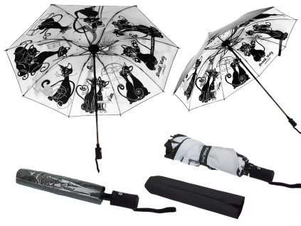 Carmani - Skládací deštník Bláznivé kočky, vnitřní design - 100*24 cm
