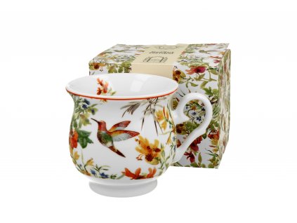 DG - Porcelánový retro hrnek LINNEA, ptáček Kolibřík v dárkové krabičce - 480 ml