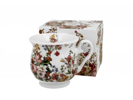 DG - Porcelánový retro hrnek VINTAGE FLOWERS WHITE v dárkové krabičce - 480 ml