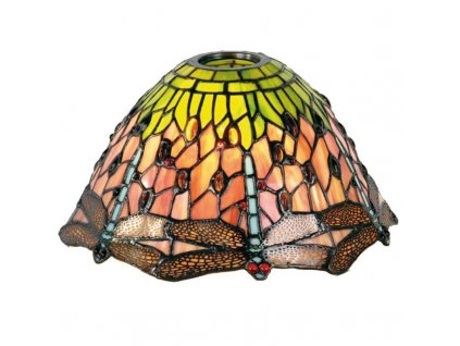 Stínidlo na nástěnnou lampu Tiffany THE RED DRAGONFLY Clayre & Eef 5LL-8827 Ø 25*15 cm / KH 6 cm