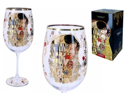 Obří číše na víno 640 ml Gustav Klimt "Polibek"