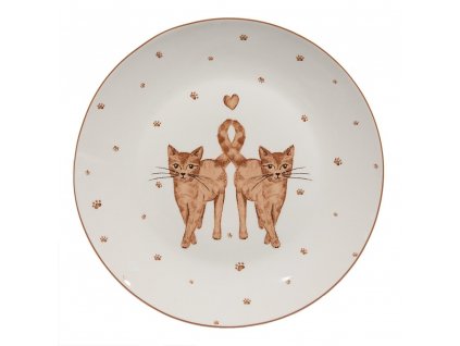 Clayre & Eef - Porcelánový dezertní talíř KITTY CATS - Ø 20x2 cm