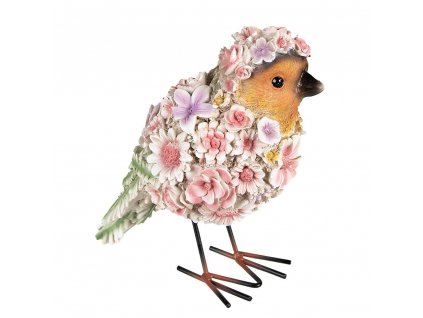 Dekorativní figurka ptáčka FLOWER Clayre & Eef 6PR4873 11x17x18 cm