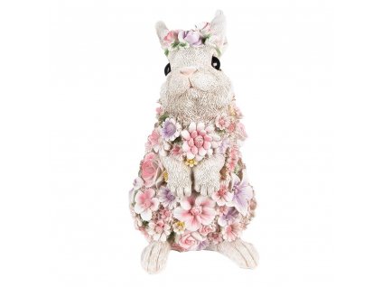 Dekorativní figurka králíčka FLOWER Clayre & Eef 6PR4881 16x13x25 cm