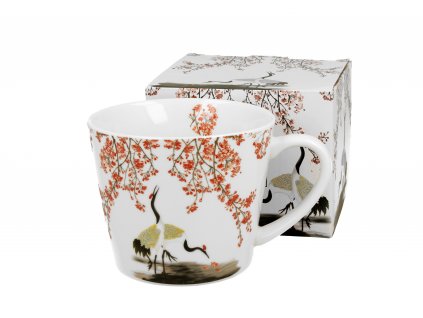 DG - Porcelánový hrnek SAKURA A JEŘÁBY v dárkové krabičce - 610 ml