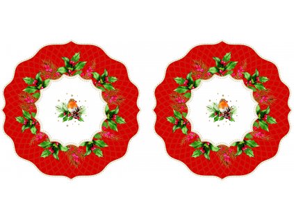 Easy Life - Plastové prostírání Christmas Berries 2 ks - 34,5×34,5 cm