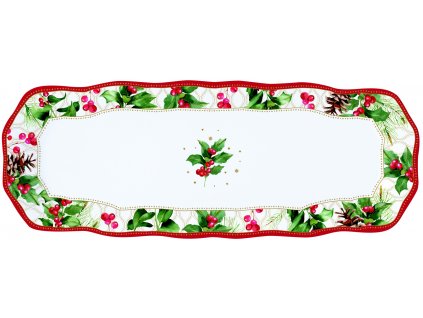 Easy Life - Porcelánový servírovací talíř Christmas Berries -  37×14 cm