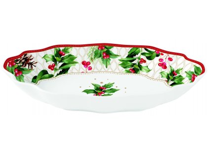 Easy Life - Porcelánový servírovací talíř Christmas Berries - 24,5×17 cm